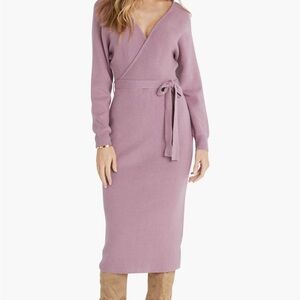 Nordstrom Purple Knit Sweater Dress Open Back Dolman Style Sleeves